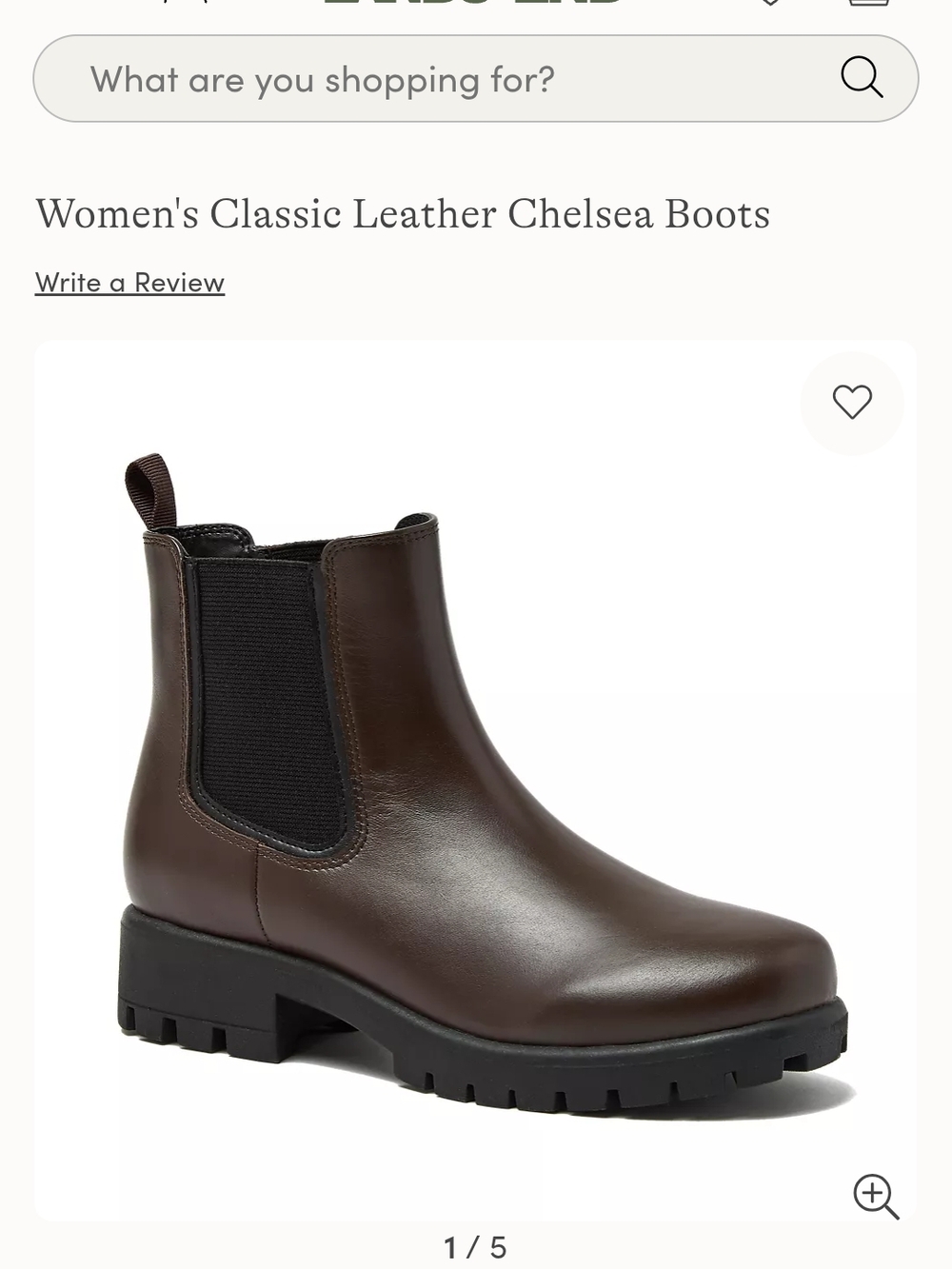 Lands' End Women's Brown Leather Chelsea Boot. Women's 8.5